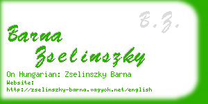 barna zselinszky business card